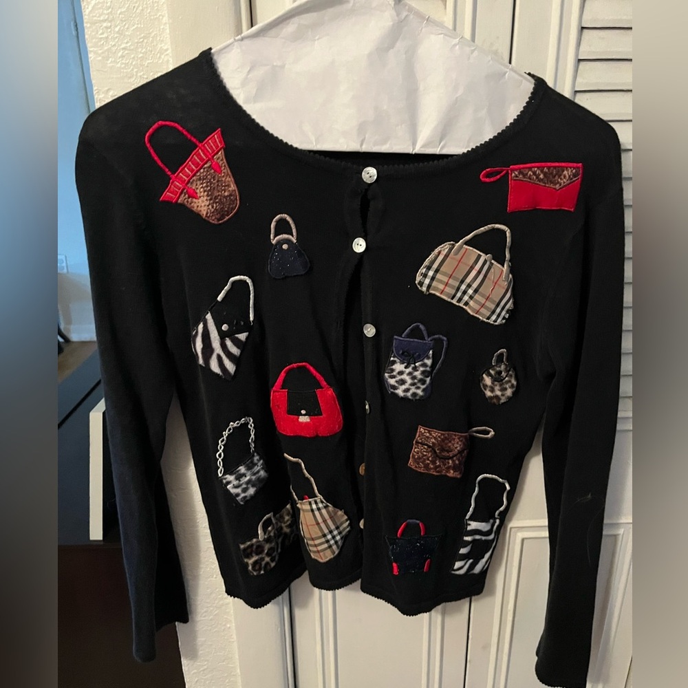 Capacity Large Petite Black w/ Purses Cardigan